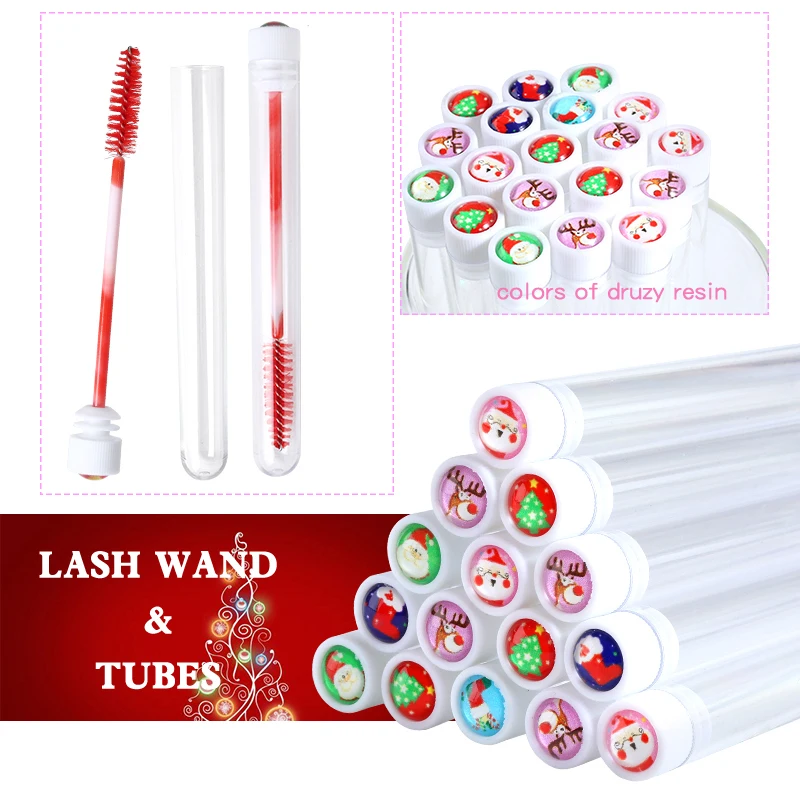 Christmas Eyelash Brush Tubes Disposable Mascara Wands Tube Reusable Eyebrow Brush Extension Tool