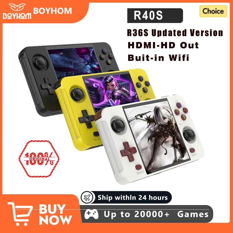 BOYHOM R40S Retro Handheld Video Game Console Linux System 720*720 4 Inch Ips Screen WIFI RK3566 Portable Pocket Video Player