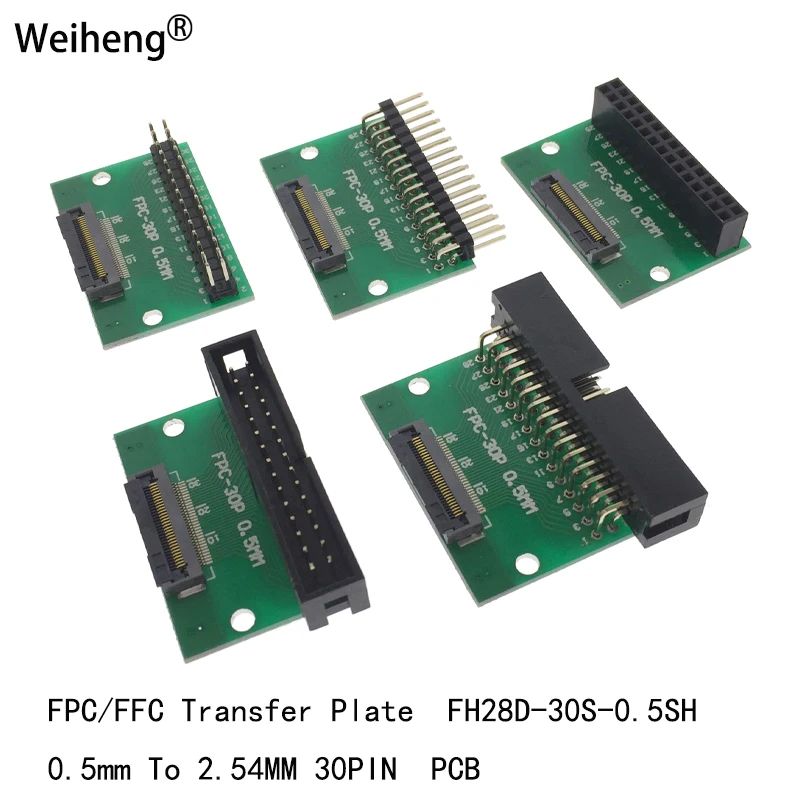 1pcs FPC/FFC Transfer Plate FH28D-30S-0.5SH 0.5MM TO DC3-30P 2.54MM Straight Curved Needle PCB Test