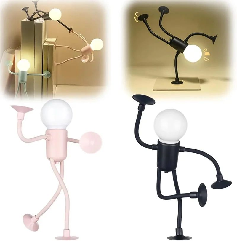 

LED creative cartoon mini suction cup doll night light DIY modelling lamp indoor decoration ambient light button battery light