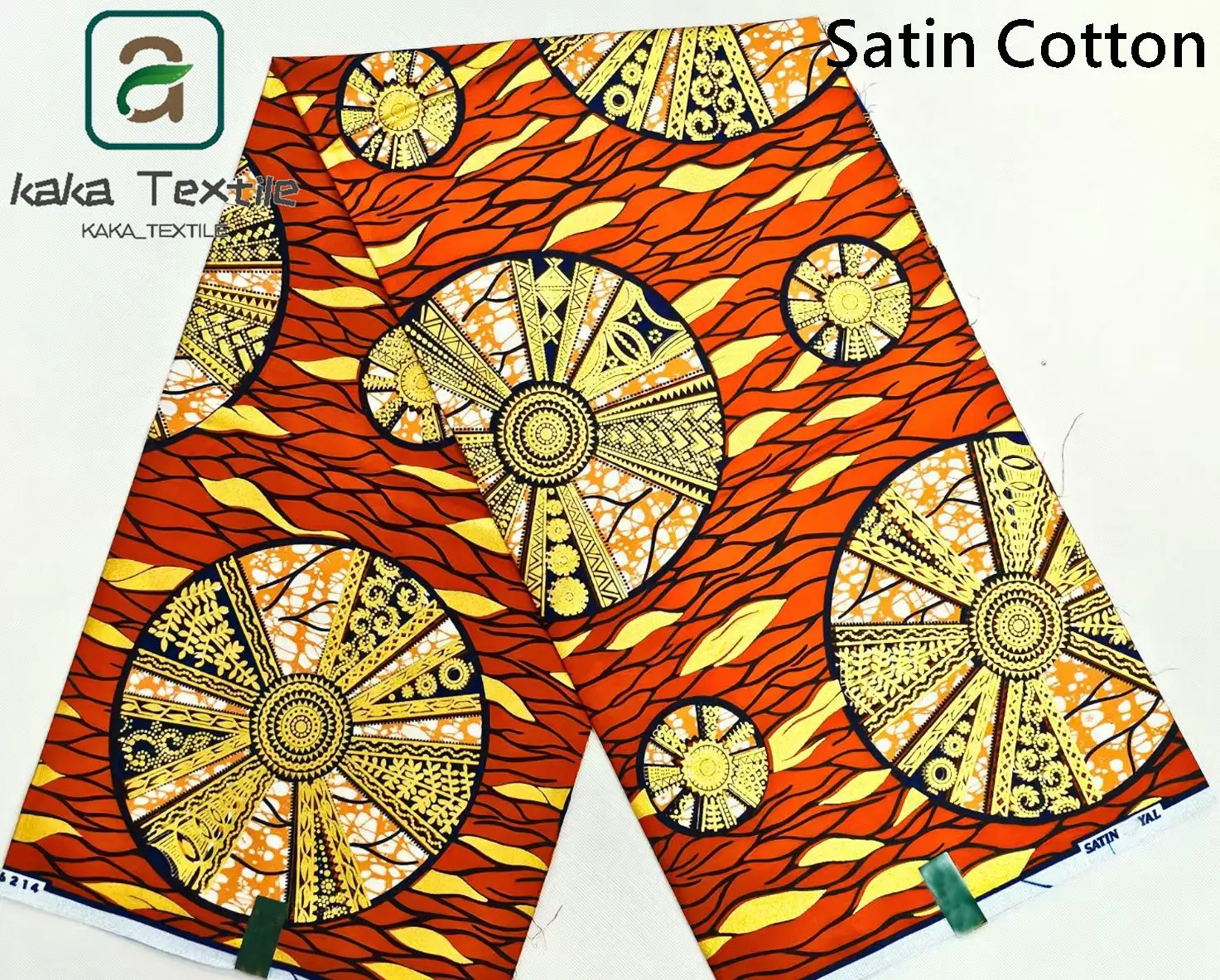 جديد لينة مادة القطن الساتان الأفريقي الديباج الأزرق الملكي الذهبي يطبع نسيج القطن Pagne الاشياء الشمع الأقمشة المنسوجة 6 ياردة