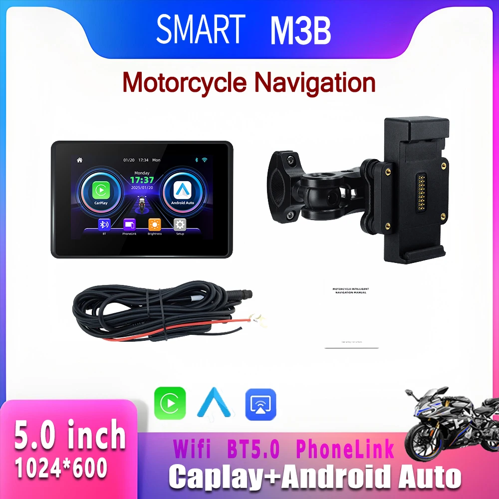 SMART Removable 5 Inch Motorcycle Carplay Display Screen Portable Monitor Motorcycle Navigation Wireless CarPlay Android Auto