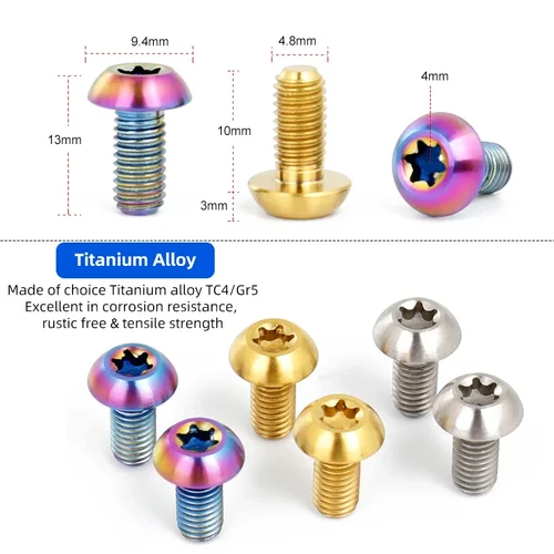 Imagen 2 del producto Deemount-Rotor de freno de disco M5x10, tornillos de titanio CNC T25 Torx TC4 Ti, tornillos de disco de frenado de bicicleta, sujetador ultraligero de alta resistencia