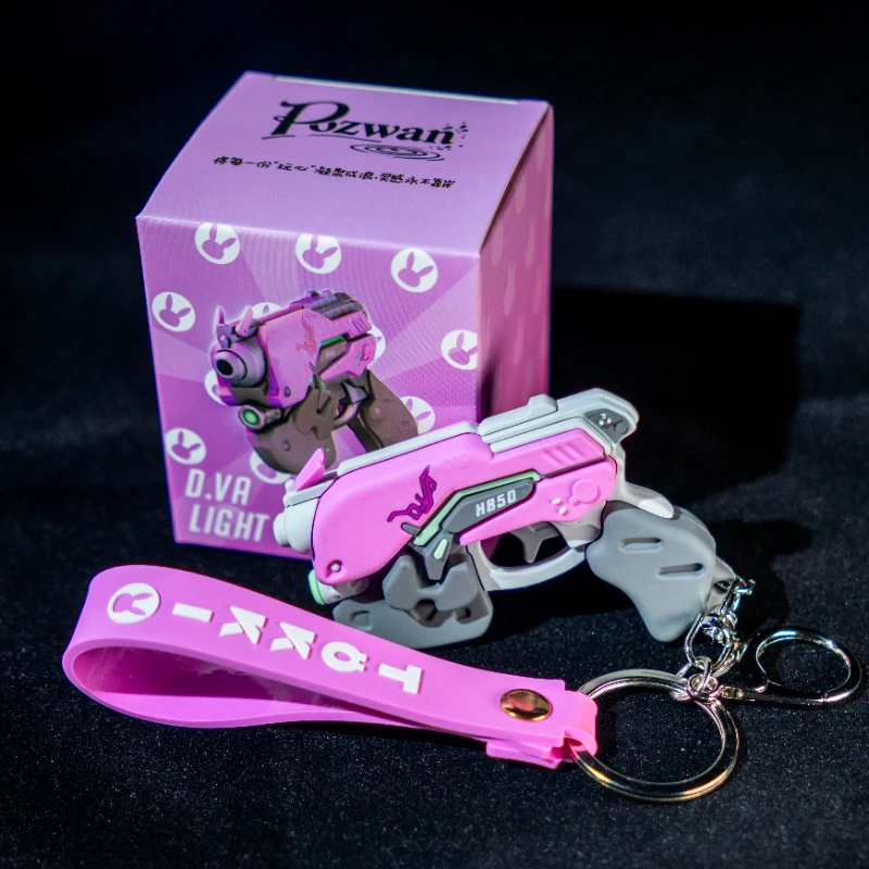 Game D.Va Cosplay Keychain PVC Handgun Pendant Keyring Key Chain Bag Accessory Ornament Decoration Prop