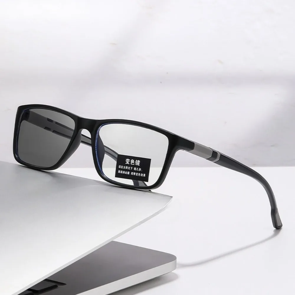 PC Reading Glasses Grey Red Blue Decorative Glasses Frame Glasses Square Frame Anti Eyestrain Reading Glasses Men and Women