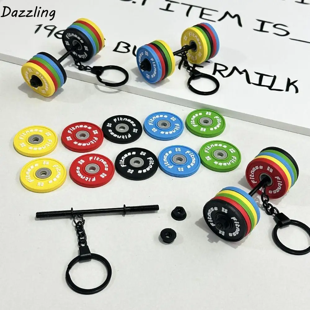 Mini Barbell Plates Key Chain Kettlebells Creative Simulation Dumbbells Keyring Bag Charm Water Cups Fitness Series Pendant