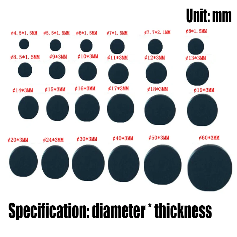 4.5mm-10mm Round Self Adhesive Backing Silicone Rubber Furniture Pad Foot Mat For Cabinet/Chair/Table Leg Cushion Spacer Gasket