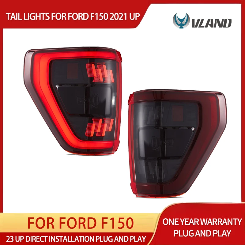 Vland Full LED Tail Lights for Ford F150 2021-2024, Sequential Turn Signals, Plug-and-Play Rear Brake Lamps Replacement Upgrade