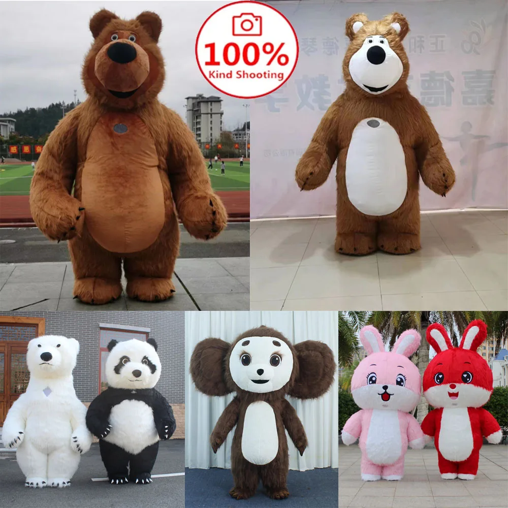 

Inflatable fur plush for brown bear, polar bear, rabbit, monkey, Chebulashka mascot costume, Halloween role-playing party dress