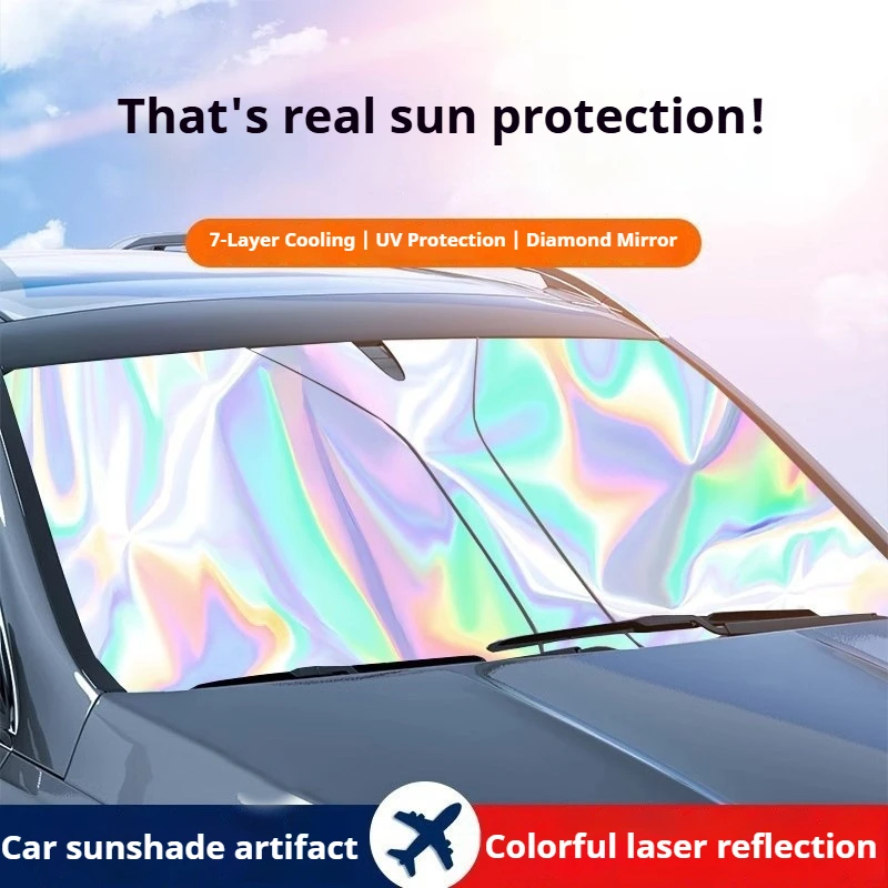 Car Windshield Laser Sunshade Visor UV-Reflective Summer Heat Shield Car Privacy Curtains Sun Shade Cooling Sun Protection Cover