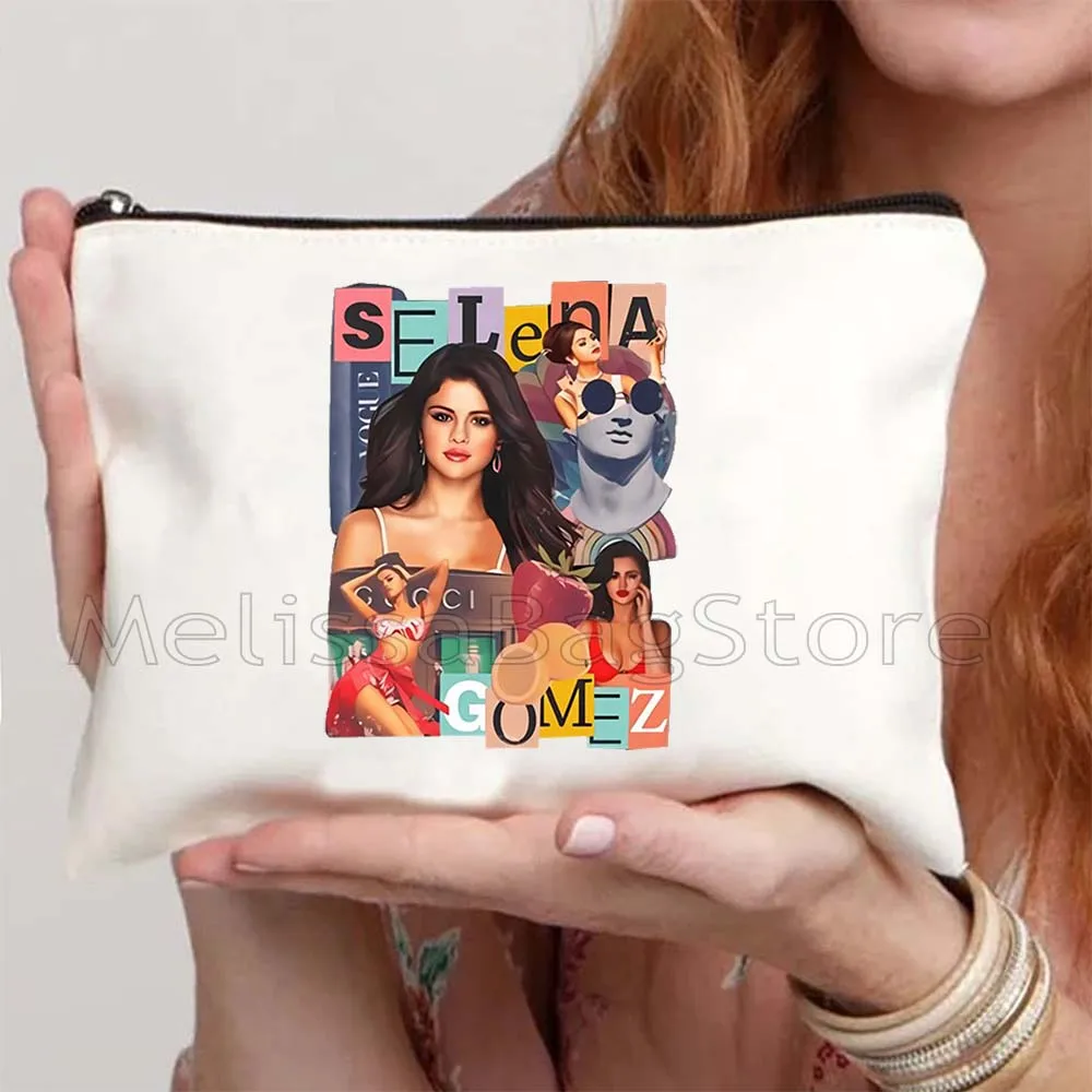 Beautiful Selena Rare Portrait Cute Music Singer Poster Fan Gifts Canvas Cosmetic Bag Makeup Toilet Bag Pencil Case Zipper Pouch