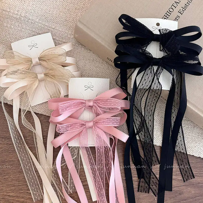 Fashion Bow Ribbon Hair Clips For Women Girls Lace Hairpins Barrettes Set Korean Bow Clips Party Hair Accessories Headwear Gifts
