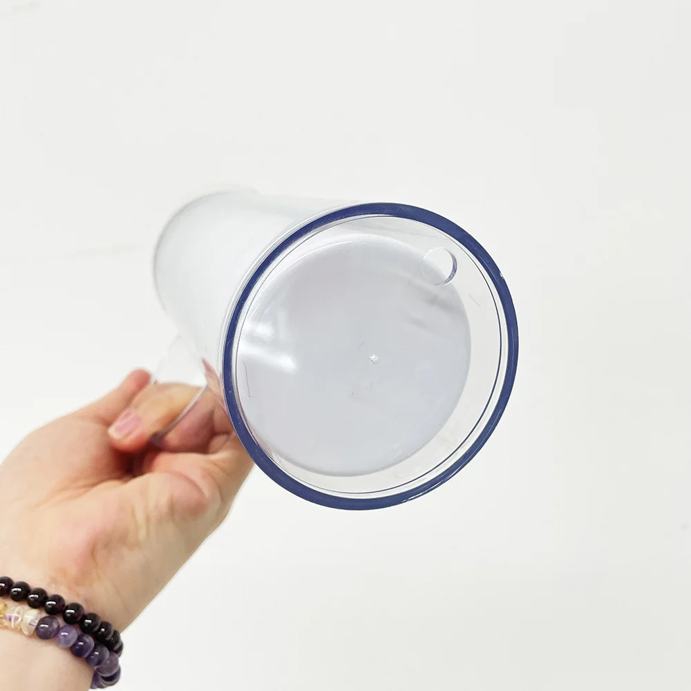 20oz Plastic Acrylic Outer Shell with Handle, Stainless Steel Inner Pot, Snowflake Ball DIY Glitter Handle Cup, Stainless Steel