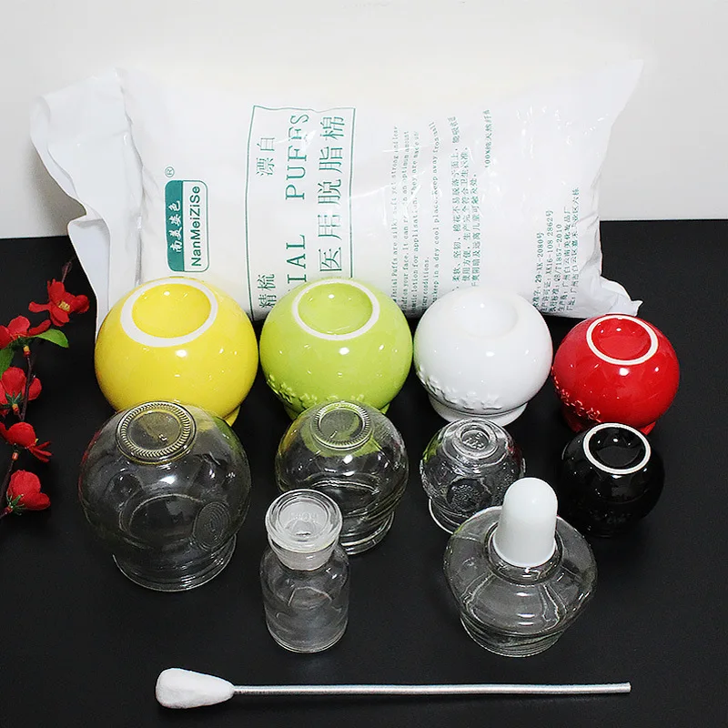 Explosion Proof Non Slip Glass  Set Fire Therapy Ceramic Device Alcohol Lamp Cotton Balls