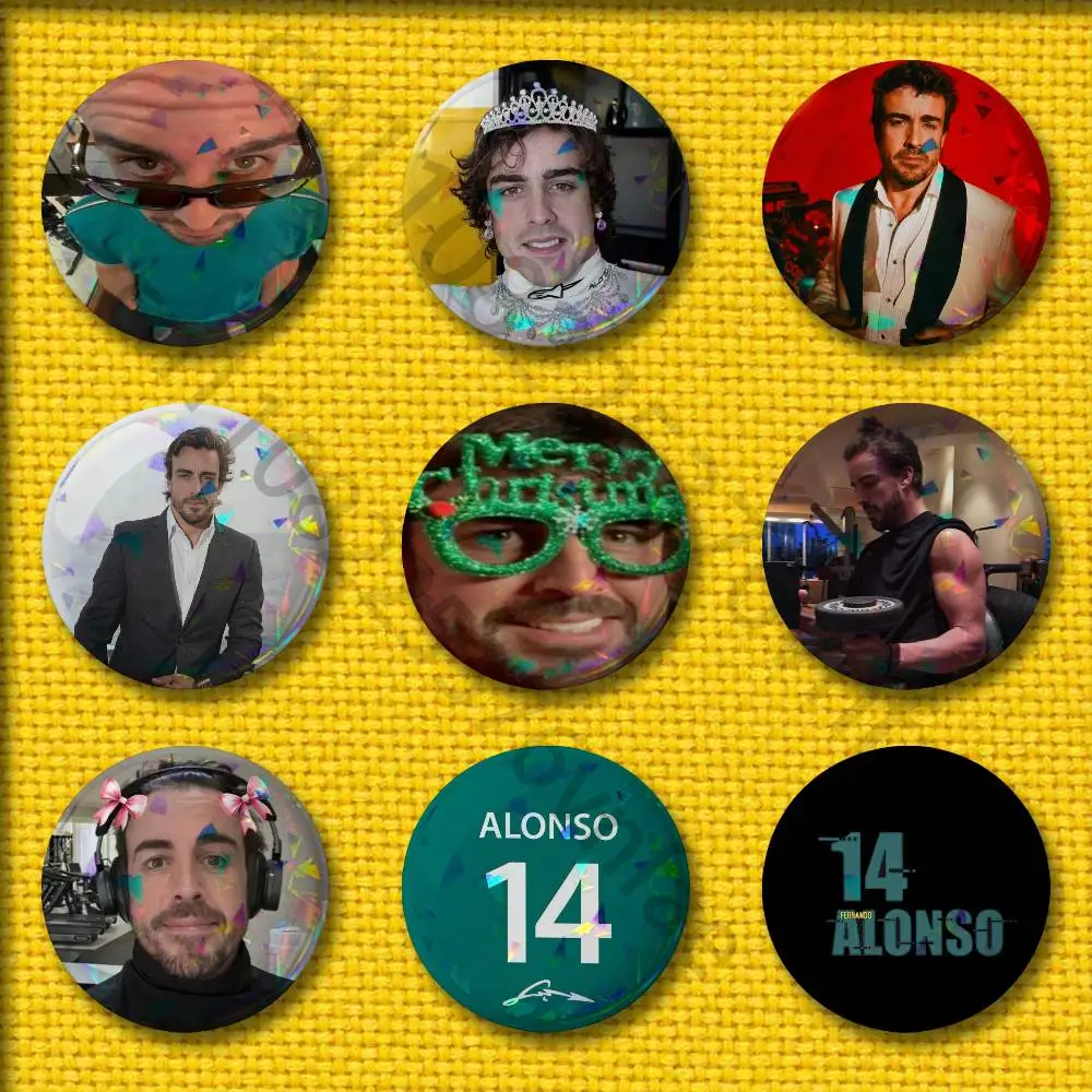 F-Fernando A-Alonso Badges 75mm 25mm 44mm 32mm 58mm Round Pin Brooch Souvenir Clothes Cosplay Gift Accessories
