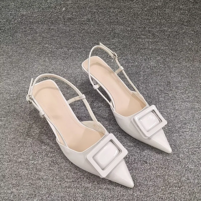 

Женские летние универсальные босоножки без шнуровки с острым носком 42, размеры, модная обувь на тонком каблуке с открытым носком