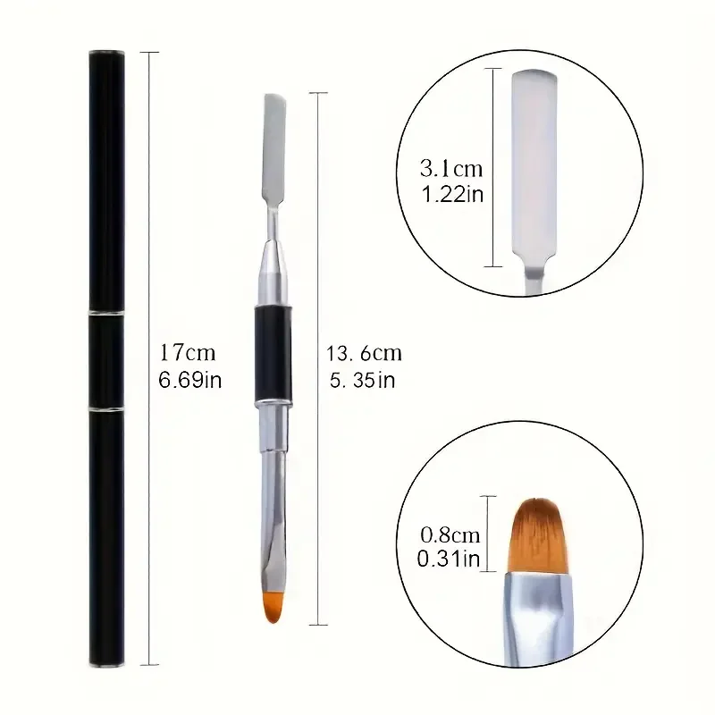 

Salon-Quality Dual-Ended Nail Art Pen Quick Extension Glue & Light Brush with Microfiber Applicator Push Pen Manicure