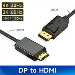 4K 30Hz DP to HDMI Display Port Cable Support Jetson Series Board Plug and Play HD Transmission for Video PC TV Laptop 1080P