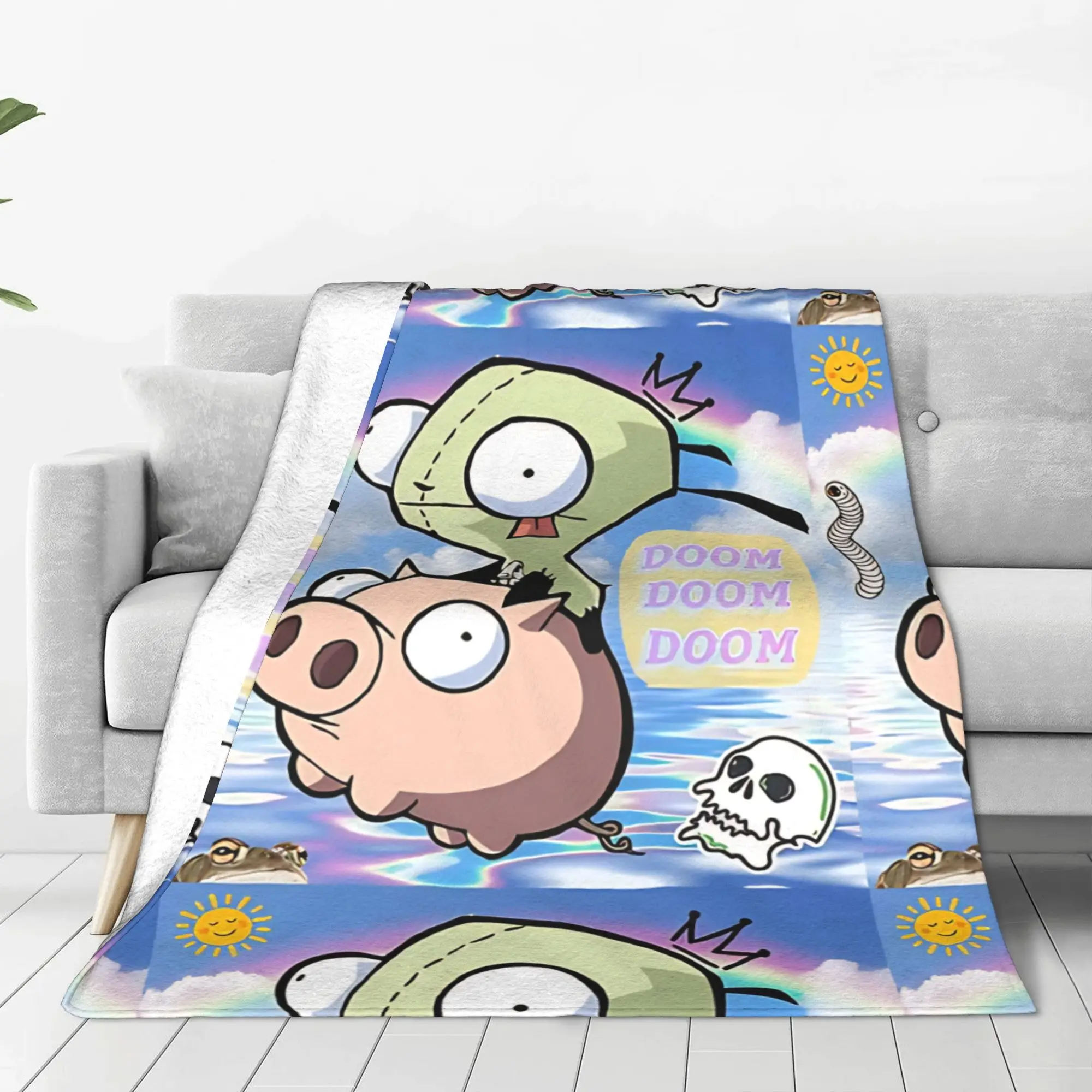 1PC chaotic metal Invader Zim Home Room Decorations Winter Blankets For Adults Bedding Home Interior Sofa Knee