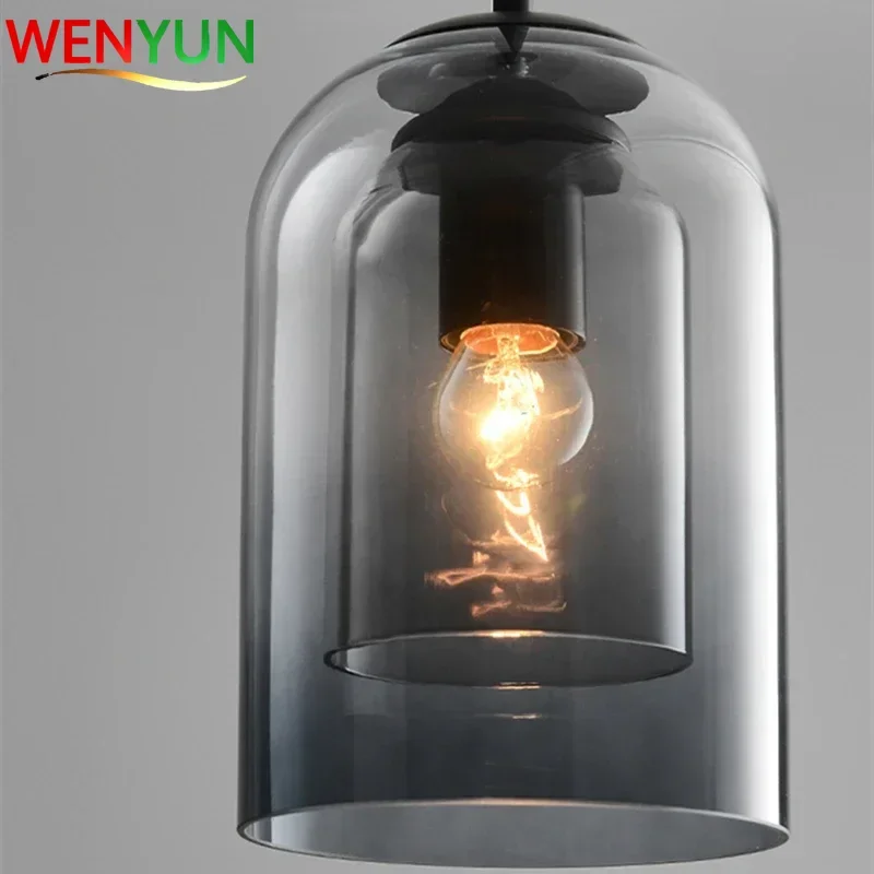 Lámpara colgante nórdica posmoderna de doble cristal para dormitorio, comedor, decoración de Bar, luminaria de suspensión, accesorios de cocina