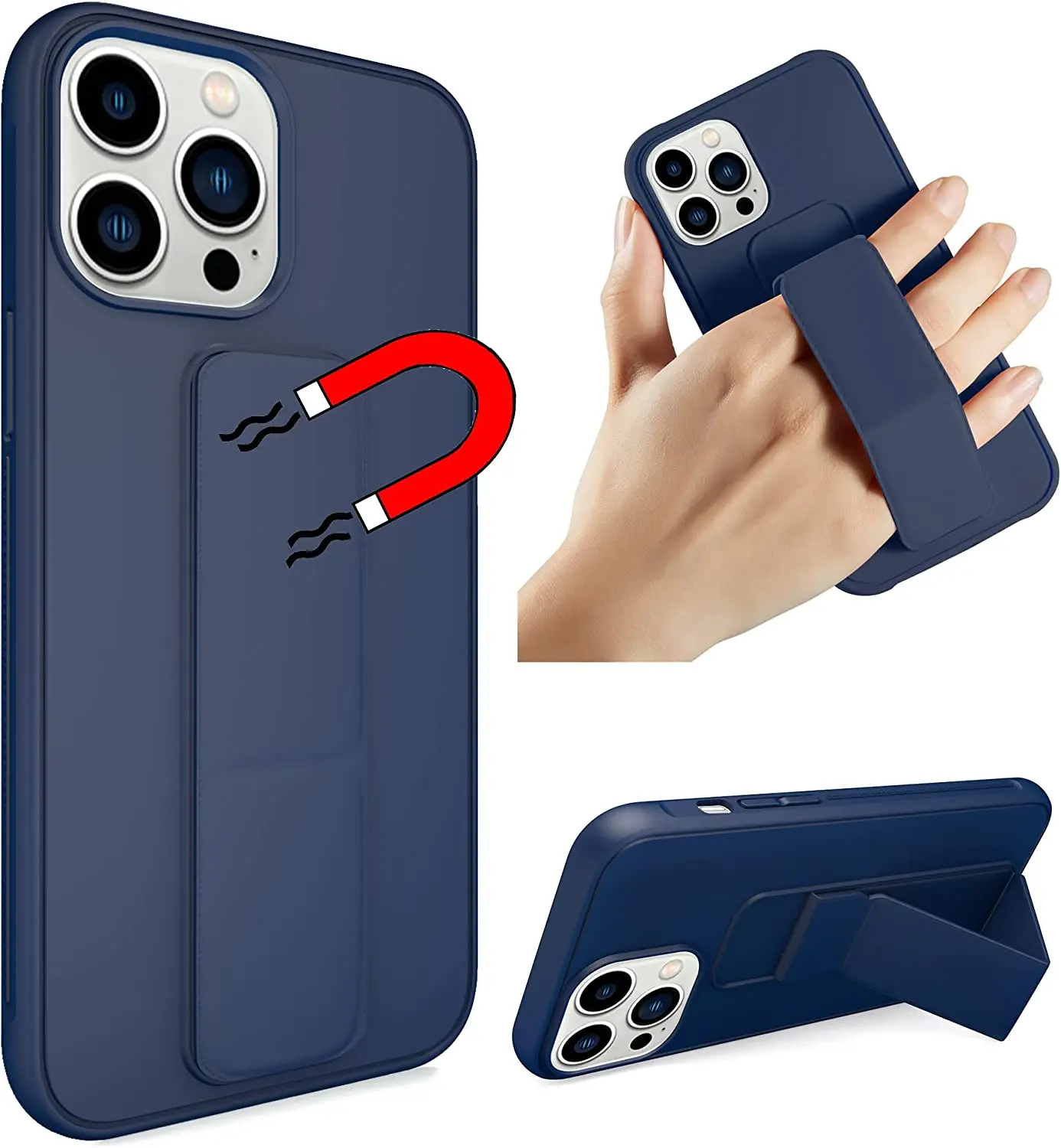 For Funda iPhone 15 Plus 14 13 12  Pro Max Case Magnetic Stand for iPhone 13 чехол на айфон 16 Wrist Strap Holder Protector Case