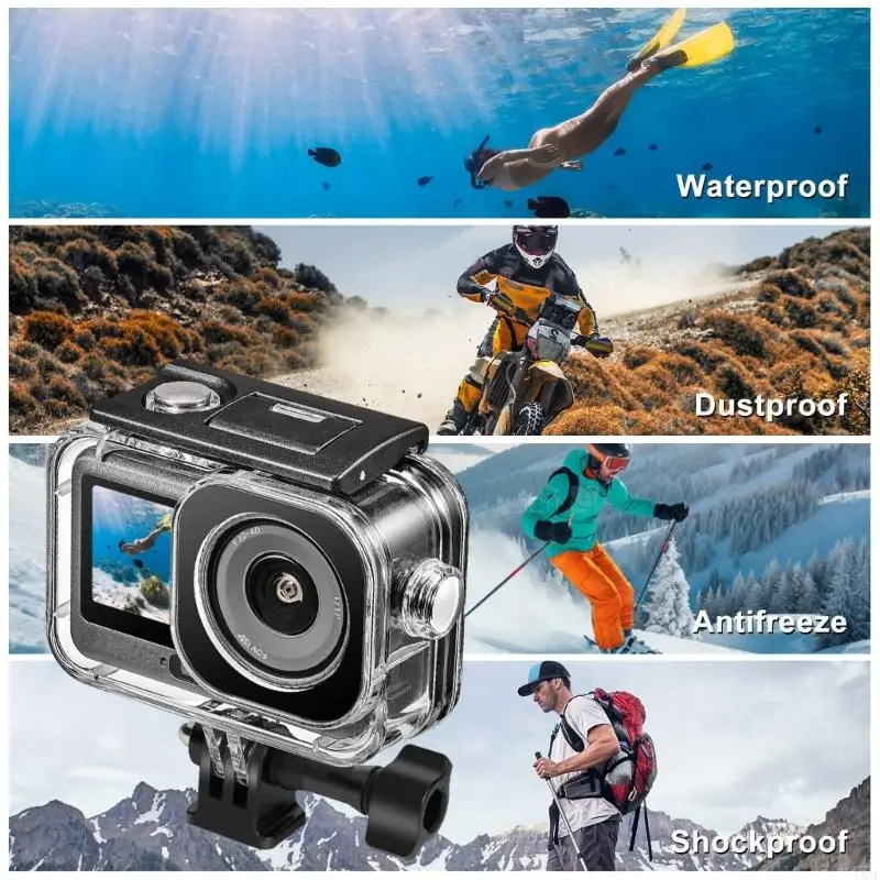 アクション6カメラ用防塵保護カバー-防水ケース-深さ60m-83cf