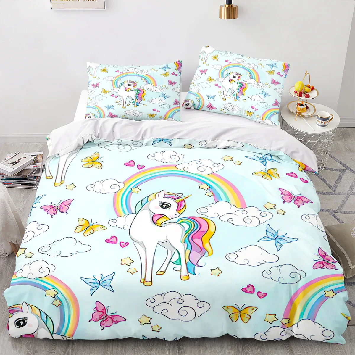 

3PCS Single-sided Uni-corn Duvet Cover Printed Comforter BeddingSets Comfortable Bedspreads Comforter Duvet King Queen Bedding