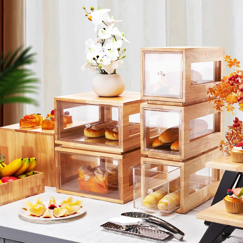 Catering Equipment Buffet 1 Layer Acrylic Wooden Base Cupcake Stand Service Tray Dessert Base Display Set Wedding