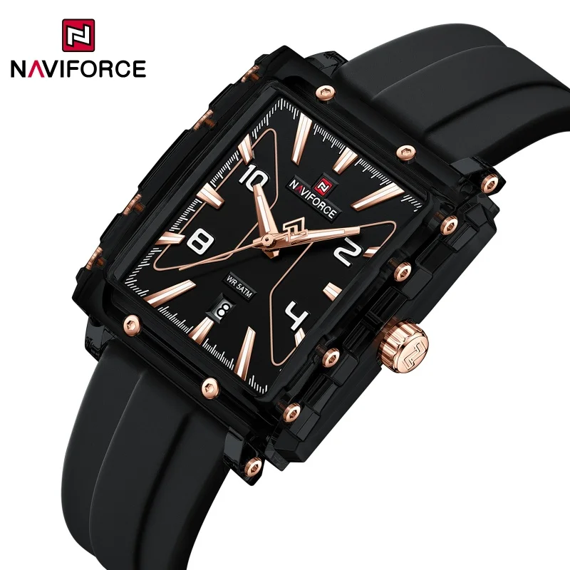 

Мужские часы NAVIFORCE высокого качества, водонепроницаемые до 50 м, спортивные, с отображением даты, кварцевые, силиконовый ремешок, светящиеся стрелки, подарок для парня, Reloj Hombre