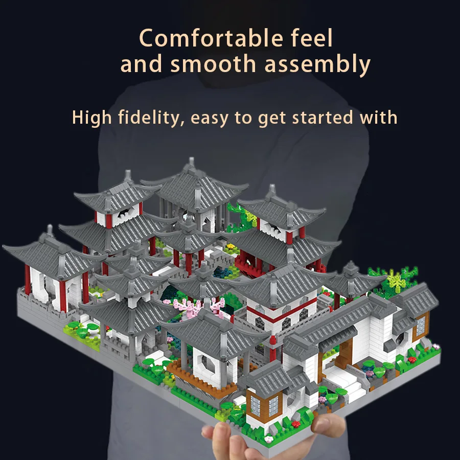 لبنات بناء حديقة سوتشو ، لعبة تجميع الجسيمات الدقيقة ، صعوبة عالية ، ديكور للأطفال ، مشهد ، الصين #6