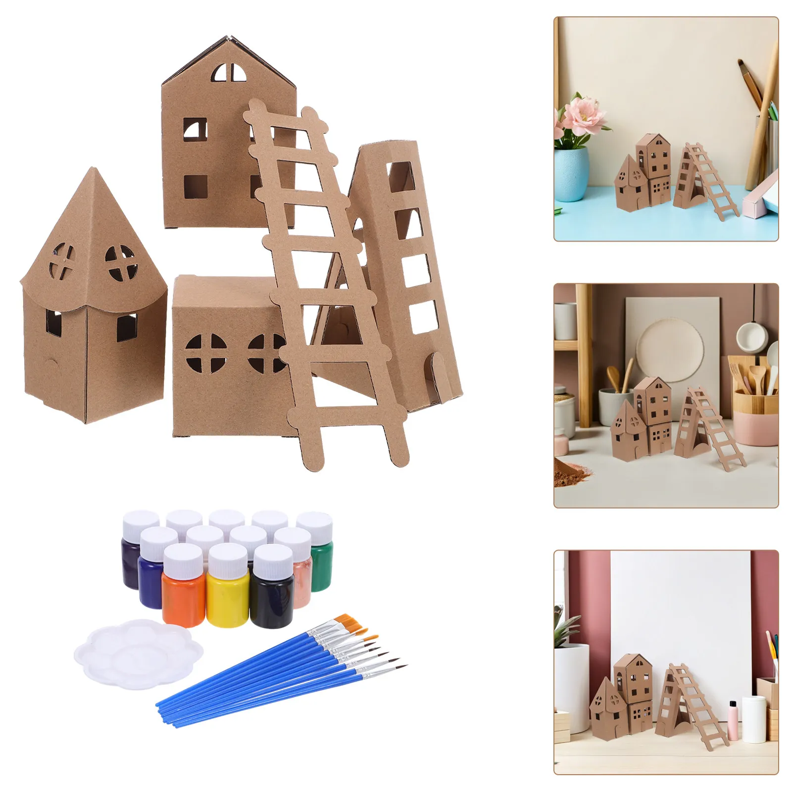 

Набор для творчества: миниатюрный картонный домик-конструктор для раскрашивания, для детей, для школы и дома, декоративный игровой домик