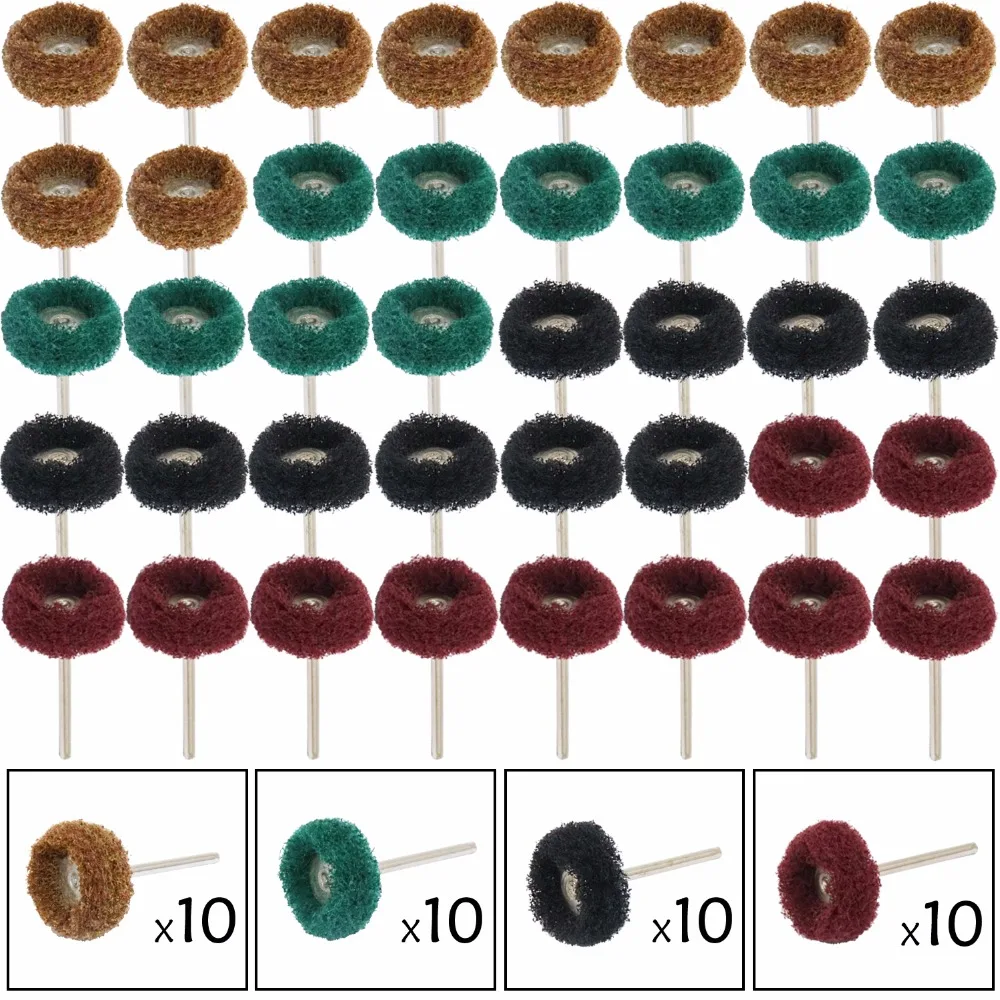 

40 Pcs 3mm Abrasive Buffs Polishing Buffing Wheel Set Kit for Dremel Rotary Tool Grinding Accessories