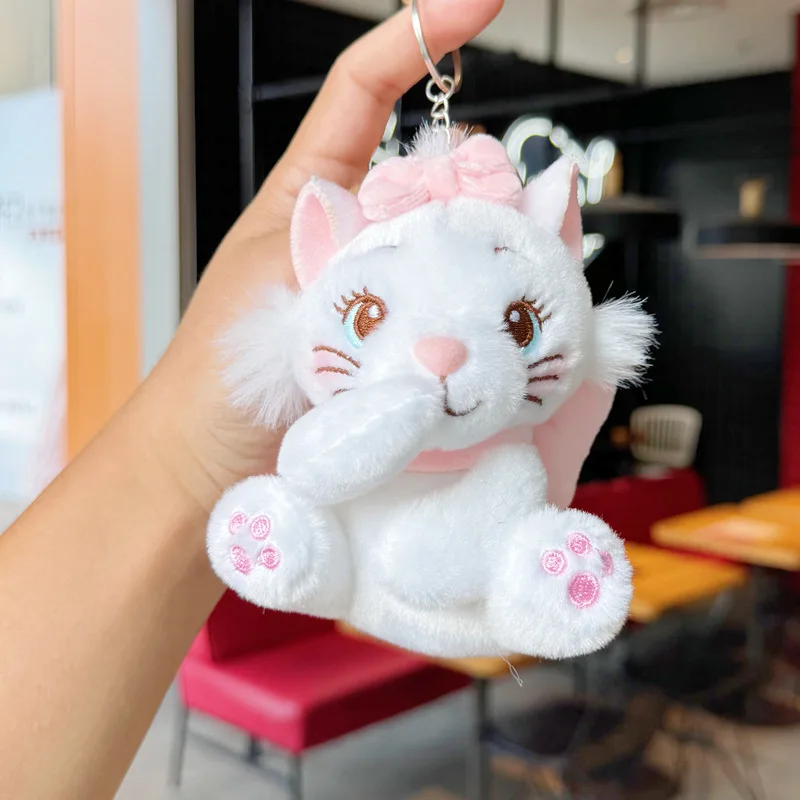 Anime Peripherals Disney Marie Cat Plush Filled Keychain Girl Couple Backpack Pendant Accessory Children\'s Toy Kawaii Gift