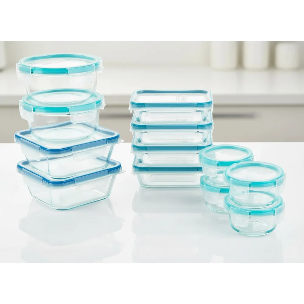 

12-Pack Glass Food Storage Containers Set, Airtight Leakproof BPA-Free Lids, Microwave Dishwasher Freezer Safe for Meal Prep