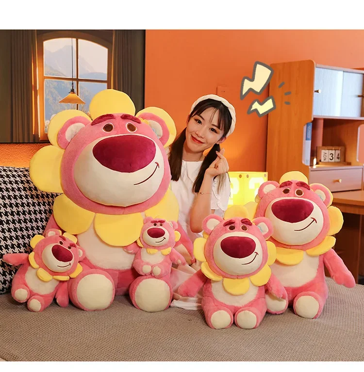 Disney Anime New Super Cute Sun Flower Lotso Plush Pink Doll Couple Gift Valentine's Day Gifts Little Bear Handmade Model Toys