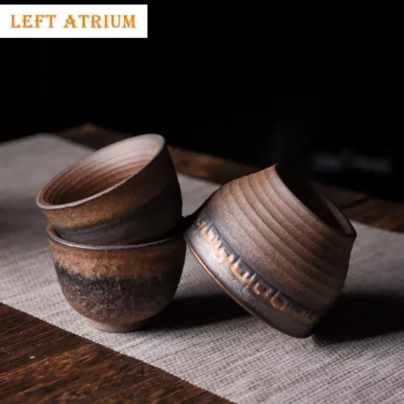 

1 Pc Chinese Vintage Ceramic Tea Cup Handmade Rough Pottery Tea Bowl Household Teaware Master Teacup Travel Personal Cup