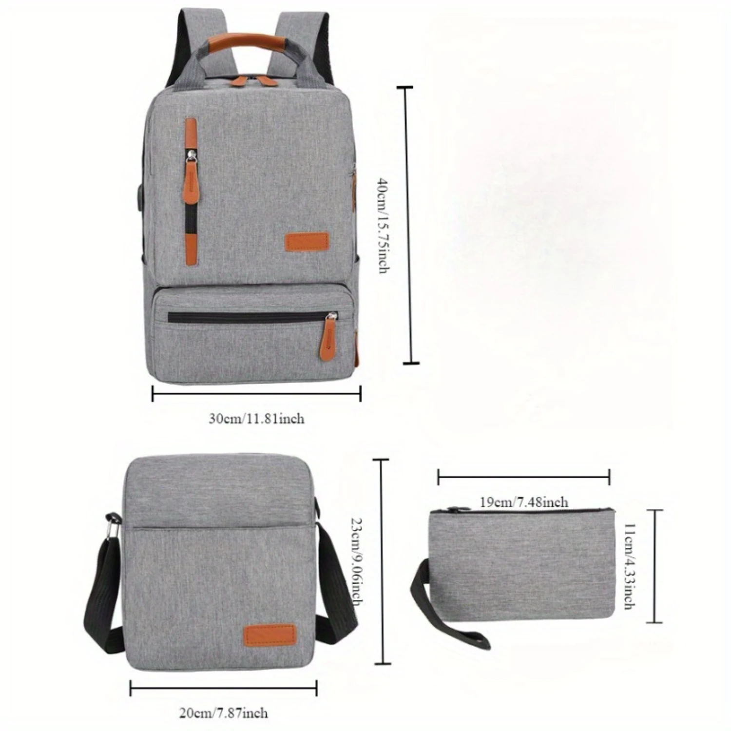 

Business Bag Three-piece Set: Large Capacity Backpack, Lightweight Crossbody & Coin Purse backpacks pack Laptop