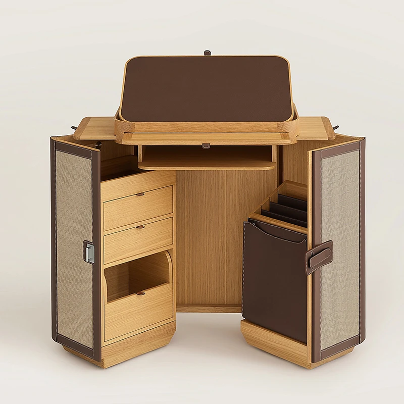 Minimalist desk, high-end, modern, minimalist, light luxury home, multifunctional, foldable leather computer desk