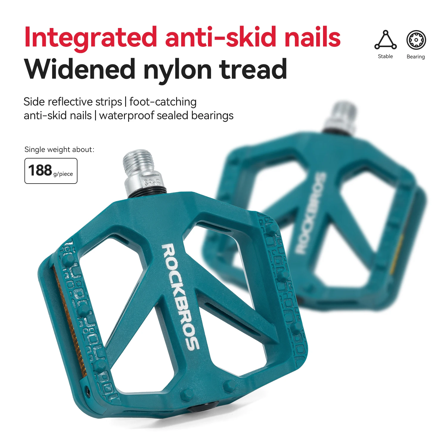 

Велопедали ROCKBROS: водонепроницаемые, с подшипниками, светоотражающие, нейлоновые, с отличным сцеплением, интегрированными противоскользящими шипами.