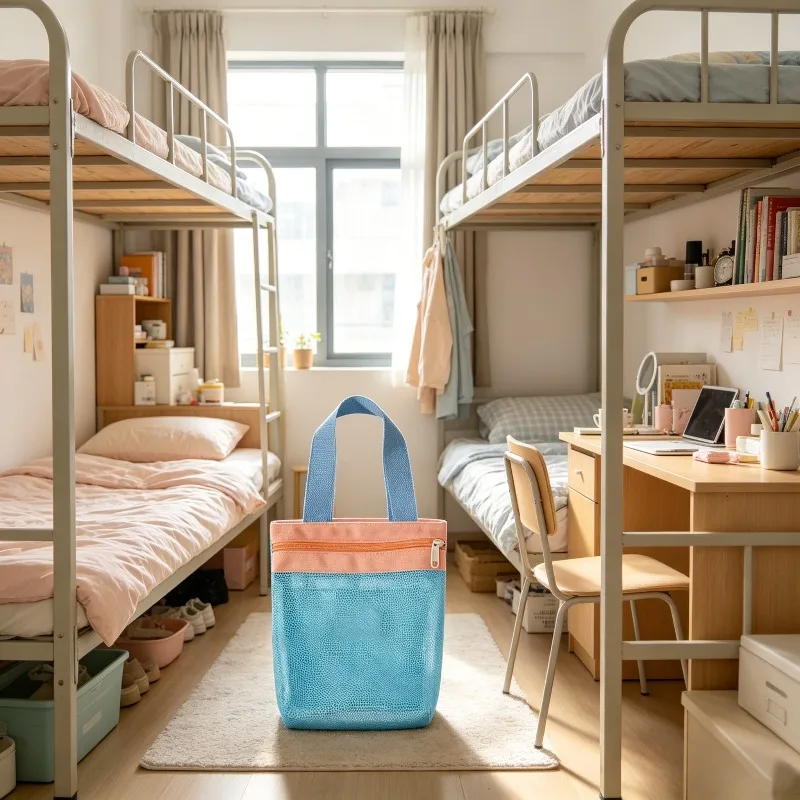 Netz-Duschbeutel, tragbare hängende Kulturtasche mit Abflusslöchern, Organizer mit großem Fassungsvermögen für Fitness, Strand, Camping, Studentenwohnheim – Detail 7