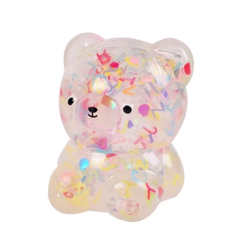 54DA Soft TPR Sequins Bear Decompressing Vent Toy Animal Fidgets Gift for Child Adult