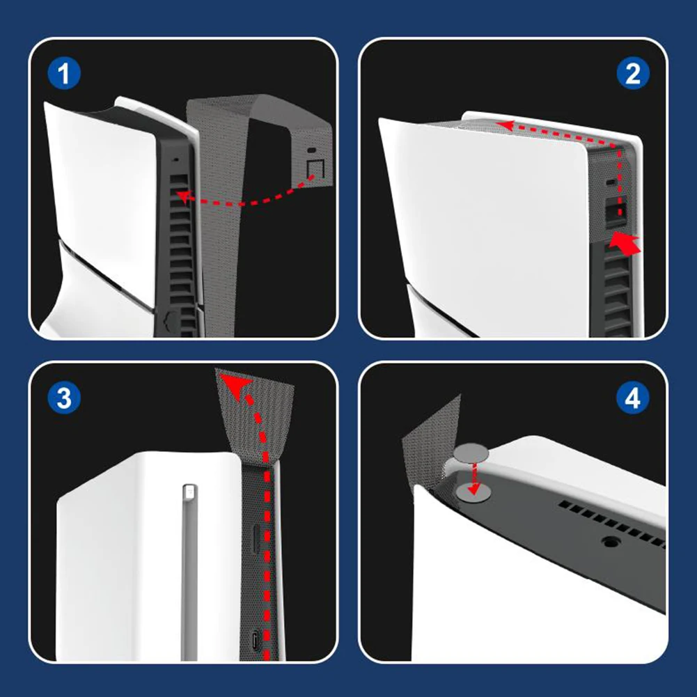 ฝาครอบกันฝุ่นสำหรับคอนโซล PS5แบบบางฝาครอบตัวกรองกันฝุ่นด้านข้างสกปรกป้องกันตาข่ายกรองฝุ่นสำหรับ PS5แผ่นดิสก์บาง5แผ่น/รุ่นดิจิตอล