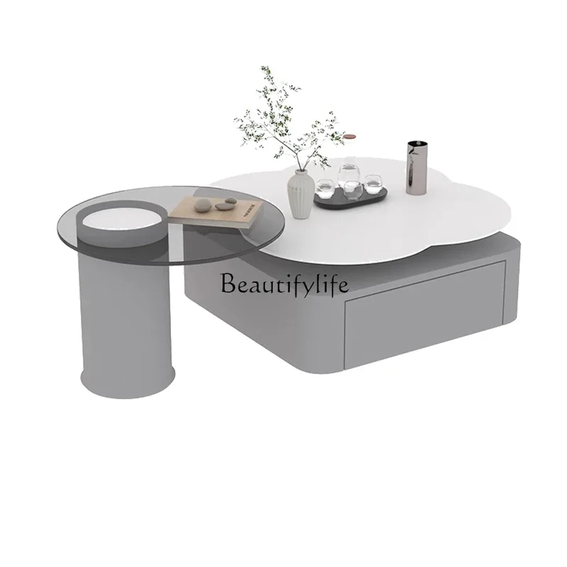 

LJYTrendy Kawaii Coffee Table With Storage Design Modern Square Coffee Table Living Room Elegant Table