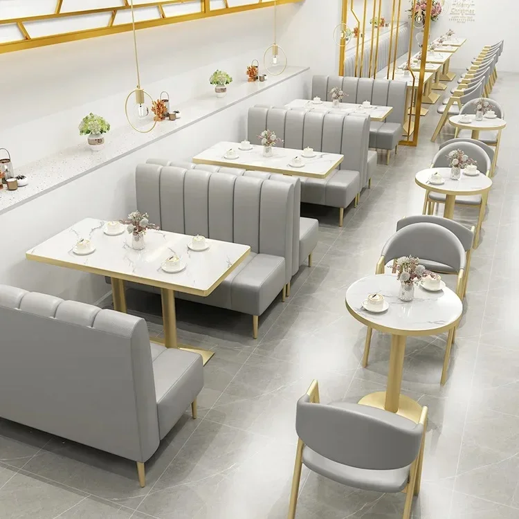 

Light Luxury Tables and Chairs for Commercial Restaurant Furniture - Cafe Booth Bench Seating for Coffee Shop