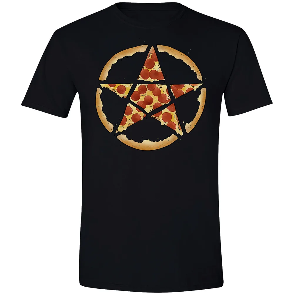 Pentagram Pizza Shirt Funny Goth Halloween Shirt Pagan Witch Wicca Clothing Gift  High Quality 100%Cotton Short Sleeve