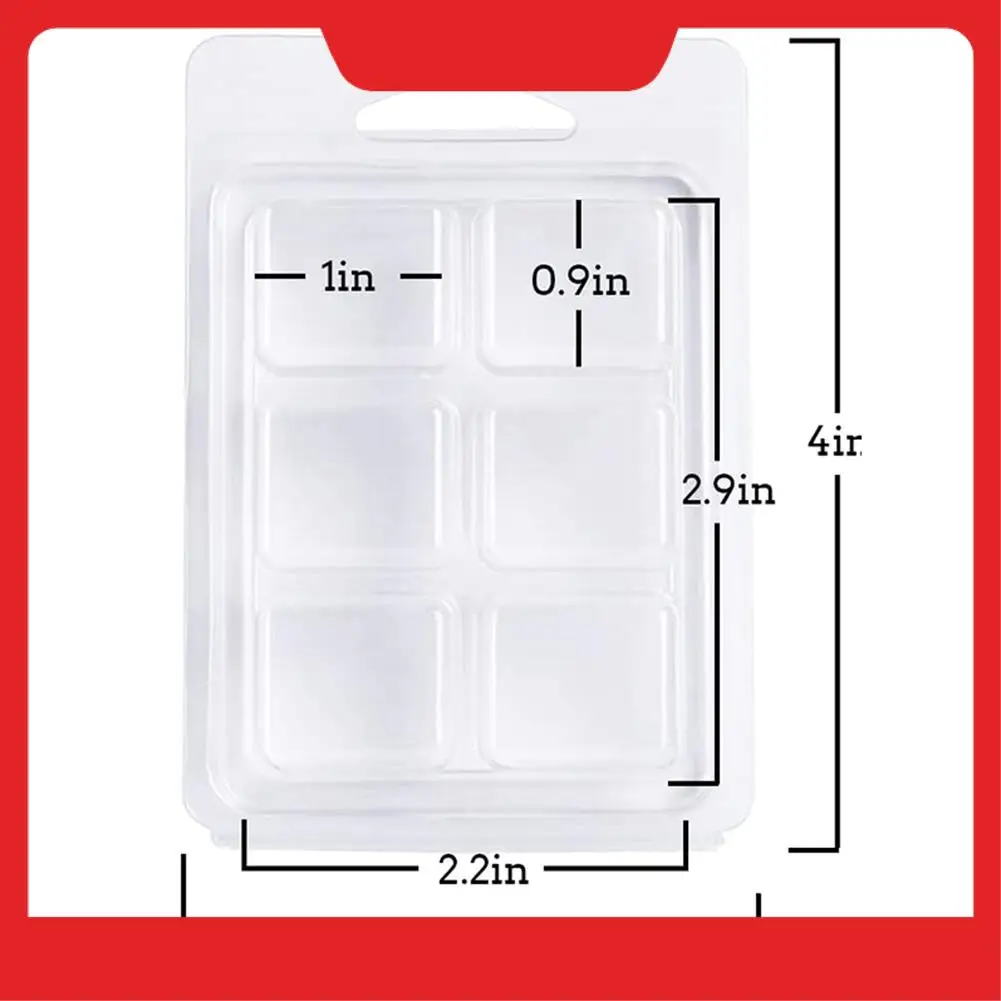 

A32HOT-100 Packs Wax Melt Clamshells Molds, Clear Empty Plastic Square Tray For Wax Tarts Candles