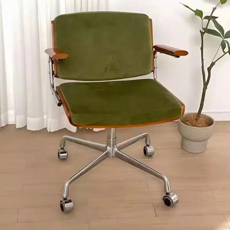 Vintage Style Swivel Chair, Height-Adjustable Ergonomic Chair, Lumbar Support Task Chair, 360° Smooth Rotation Computer Seat