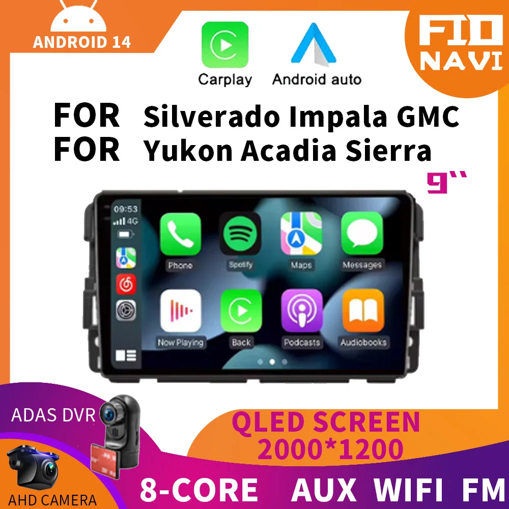 Android 14 Car Radio For Chevrolet Silverado Impala GMC Yukon Acadia Sierra Navigation GPS Multimedia Video Player DSP Stereo BT