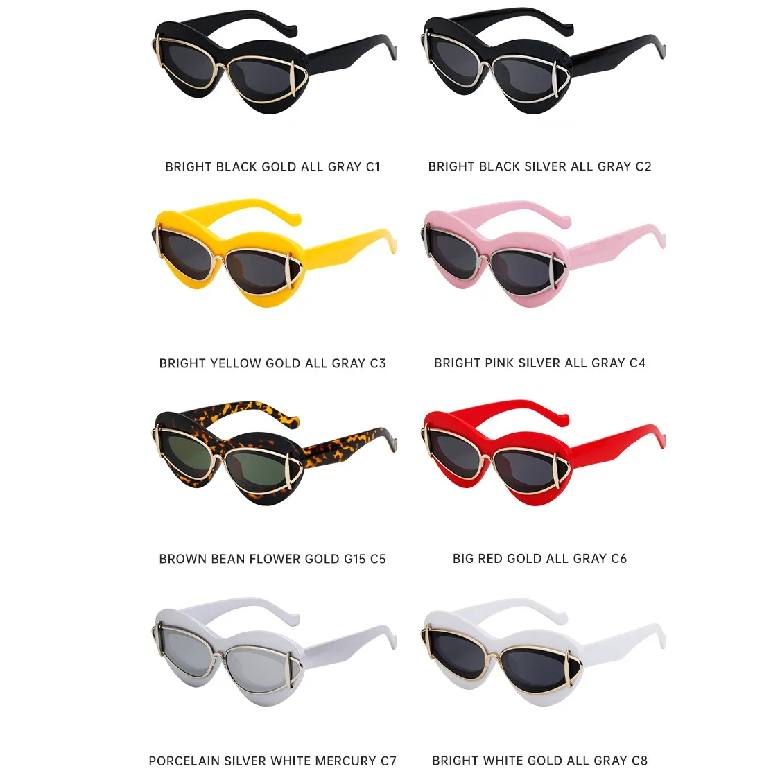 Y2K Sexy Ladies Cat Eye Sunglasses Women For Men Luxury Brand Designer Vintage Sun Glasses Popular Punk Trend Big Frame Eyewear