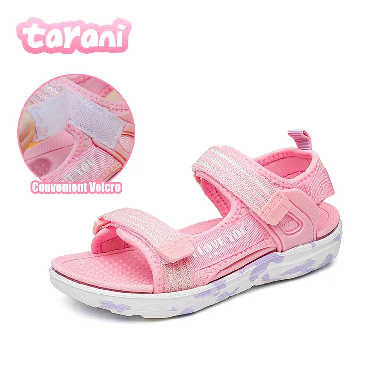 Princess Girls Summer Flats Sandals with Adjustable Velcro for Beach Wedding Party Toddler Kids Beach Non Slip Water Shoes